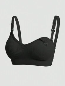 Set de 5 sujetadores de maternidad y lactancia, con escote en V sexy y cierre delantero, con almohadillas desmontables y diseño de doble gancho, de tela de nailon suave y sin costuras, con cobertura completa y antidescolgamiento, aptos para dormir, embarazo, posparto, todo el año y Navidad - Multicolor - Ver 7