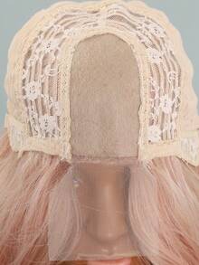 Synthetic Heat Resistant U Part Wigs Long Wave Bady Wave Blonde  Black Pink Brown Color Loose Wavy Wig For Women Middle Part Curly Wavy Wig Natural Looking Synthetic Heat Resistant Fiber Wig For Daily Party Use - Pink - View 7