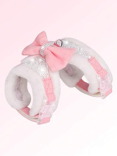 1pc Shiny Rhinestone Dog Harness Vest With Crystal Bowknot, Soft & Comfortable, Suitable For Small And Medium-Size Dogs
