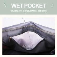 1pc 35l Gym Bag, Yoga Crossbody Bag, Sports Bag With Shoe Compartment And Wet Clothes Compartment, Green&Pink Oxford Cloth Wear-Resistant And Waterproof Material, Travel Bag With Wet And Dry Pockets, Lightweight Carry-On Handbag, Weekend Overnight Bag For Women Men Training Trips Workouts Gym Swims And Plane Business Holidays - 綠色 - 查看 4