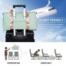 1pc 35l Gym Bag, Yoga Crossbody Bag, Sports Bag With Shoe Compartment And Wet Clothes Compartment, Green&Pink Oxford Cloth Wear-Resistant And Waterproof Material, Travel Bag With Wet And Dry Pockets, Lightweight Carry-On Handbag, Weekend Overnight Bag For Women Men Training Trips Workouts Gym Swims And Plane Business Holidays - 綠色 - 查看 8