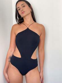 Body Feminino Triangular Canelado Alcinha Fina Elástico Sexy Chic Moda Blogueira Frente Única Costas Nuas Confortável