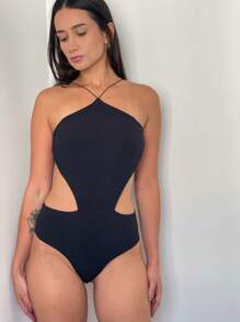 Body Feminino Triangular Canelado Alcinha Fina Elástico Sexy Chic Moda Blogueira Frente Única Costas Nuas Confortável