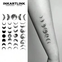 INKARTLINK革命性技術紋身，半永久性紋身，小印花太陽臨時紋身，假紋身，防水，真實的紋身外觀，以植物為基礎，紋身 - 黑色 - 查看 2