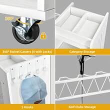 Golf Bag Organizer Rack Holder Golf, Equipment Organizer, Fit 2/3 Golf Bags And Other Sports Equipment, For Garage Club And Shed - White - View 5