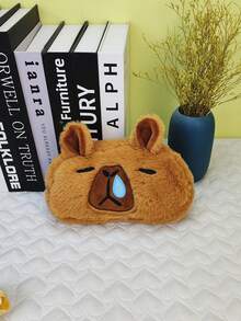 1pc Cute Cartoon Character Kapi Baba Plush Pencil Case, Large Capacity Student Stationery Organizer, Multi-Functional Cosmetic Storage Bag - Multicolor - View 7