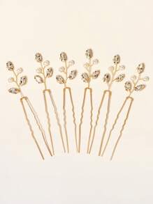 6pcs/Set Women's All-Match Versatile Delicate Hair Pins, Crystal & Pearl Braided Hair Clips, Wedding Bride Decorative Headpieces