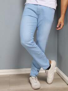 Calça Masculina Preta Tradicional Algodão Premium - Azul bebê - Visão 3