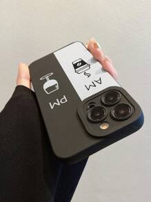 Koffie geschilderd minimalistisch zwart anti-val dikke rand telefoonhoes, eenvoudig en elegant, compatibel met iPhone 15 XR/7/8, iPhone 15 ProMax/12ProMax/13ProMax/14ProMax/13/14/11/12P14 Dames P11 Soft Shell, P12 Anti -Fall, XS.XR/78P.78GES2, compatibel met A134G A22 A21S A514G A52 S22 ULTRA A335G, compatibel met Redmi10 RedmiNote114G Redmi11Lite A53tpuA14/A23/S23ULTRA S24 A14 A15 S23 A73 Huawei Samsung Xiaomi Redmi telefoonhoesje