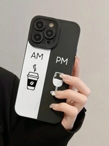 Koffie geschilderd minimalistisch zwart anti-val dikke rand telefoonhoes, eenvoudig en elegant, compatibel met iPhone 15 XR/7/8, iPhone 15 ProMax/12ProMax/13ProMax/14ProMax/13/14/11/12P14 Dames P11 Soft Shell, P12 Anti -Fall, XS.XR/78P.78GES2, compatibel met A134G A22 A21S A514G A52 S22 ULTRA A335G, compatibel met Redmi10 RedmiNote114G Redmi11Lite A53tpuA14/A23/S23ULTRA S24 A14 A15 S23 A73 Huawei Samsung Xiaomi Redmi telefoonhoesje