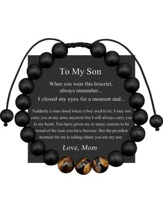 1對校園回歸特別禮物，畢業紀念手鐲，虎眼石手鍊自然虎眼石手鍊男士手鍊壓力緩解焦慮手鍊，適合聖誕節日常生活贈品兒子