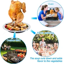 1PC Grilled Chicken Rack, Silver Stainless Steel Chicken Roaster Rack, Turkey Stand Holder For Kitchen - Silver - View 6