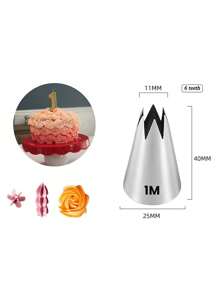 3Pcs 1M#2F#2D# Stainless Steel Icing Piping Nozzles, Rose Flower Pastry Nozzles For Cakes Fondant Decorations Cookie Cupcake Dessert Cream Nozzles - Silver - View 8