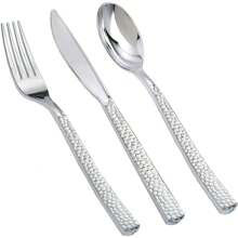 Supernal 180 Pieces Silver Plastic Silverware,Disposable Plastic Silverware,Party Plastic Flatware,Perfect Plastic Silver Cutlery For Birthday,Party,Wedding - Silver - View 1