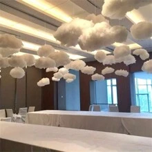 1pc Cloud Shaped Hanging Decoration, Suitable For Parties And Home, Wedding Decor, Baby Shower Party Decoration - White - View 2