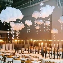 1pc Cloud Shaped Hanging Decoration, Suitable For Parties And Home, Wedding Decor, Baby Shower Party Decoration - White - View 5