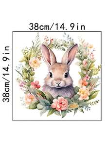 1pc Cute Rabbit Wall Sticker For Room Decoration, Self-Adhesive Door/Background Decal For Bedroom - White - View 2