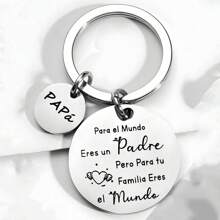 1 llavero de acero inoxidable con placa de familia, idea de regalo para el Día del Padre, regalo de cumpleaños, llavero - Plateado - Ver 12