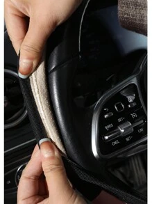 Housse de siège de voiture universelle respirante en soie glacée et PU avec design antidérapant pour toutes les saisons, housse de volant élastique avec refroidissement à glace sans anneau intérieur, convient pour la plupart des modèles de voitures, motif de dessin animé