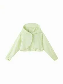 Balabala Áo khoác cho bé gái, Quần áo chống nắng mùa hè cho bé gái tuổi mới lớn, Áo sơ mi thoáng khí mới 2024 - màu xanh lá - Xem 4