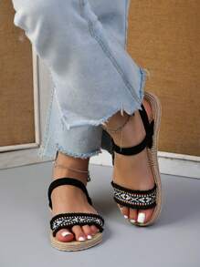 Women's Fashionable Flat Sandals, Spring/Summer Beach Anti-Slip Cute, Bohemian Style Flat Sandals, & Western Europe, Elegant Elastic Sandals