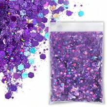 50克全息混合六边形粗粒银色亮片美甲亮片，0.2毫米/1毫米/3毫米激光闪亮薄片，美甲装饰 - 彩色 - 查看 21