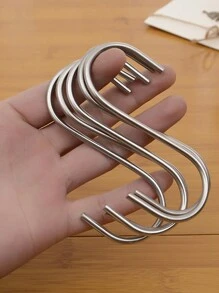 1set/10pcs Stainless Steel S-shaped Hooks, Solid And Non-magnetic, Multi-functional Hooks For Kitchen And Closet - Silver - View 8