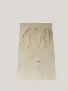 Maternity Belly Support Knee-Length Shorts, High Elastic Solid Color Briefs, Lifting & Shaping Pants - Beige - View 9