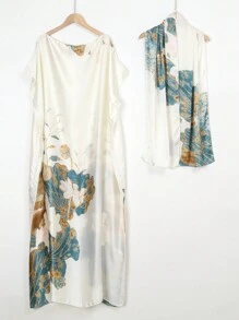 1pc Printed Beach Holiday Pareo Sarong Cover-Up With Scarf - Multicolor - View 14