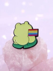 4入組可愛青蛙彩繪徽章設計彩虹旗胸針，動物珠寶禮物，適用於友人 - 綠色 - 查看 7