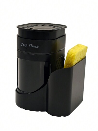 1pc 3-In-1 Soap Pump Dispenser With Sponge Holder, For Kitchen Sink Dishwashing, Separate Dirty Water, Easy Liquid Dispensing