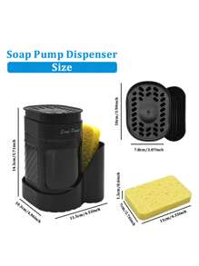 1个三合一皂液器，带海绵架，适用于厨房水槽洗碗，可分离脏水，方便取用液体，厨房用品，厨房配件，厨房工具 - 均碼 - 查看 5