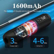 1 pieza Pluma de tatuaje inalámbrica con batería, Máquina de tatuaje con pantalla LED y motor integrado con corte de hilo, Set de tatuaje, Equipo de tatuaje - Multicolor - Ver 6