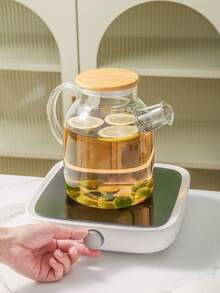 1pc Heat Resistant Glass Tea Pitcher/Cold Water Jug With Thickened Body, Large Capacity For Summer - White - View 9