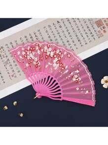 1 件女式梅花图案中国风刺绣流苏塑料折扇，适合日常使用 - 彩色 - 查看 7