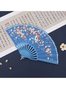 1 件女式梅花图案中国风刺绣流苏塑料折扇，适合日常使用 - 彩色 - 查看 4