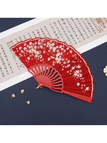 1 件女式梅花图案中国风刺绣流苏塑料折扇，适合日常使用 - 彩色 - 查看 2