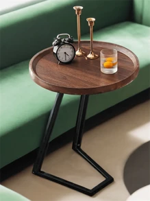 Mesas de centro modernas,Mesa auxiliar redonda, mesas auxiliares con patas en forma de L, mesita de noche simple, mesa de acento para sala de estar - Multicolor - Ver 8