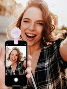 1 pièce Lumière de selfie à bague LED pour téléphone portable, lampe de remplissage de beauté à 3 vitesses avec pince de photographie portable pour téléphone portable Batterie rechargeable