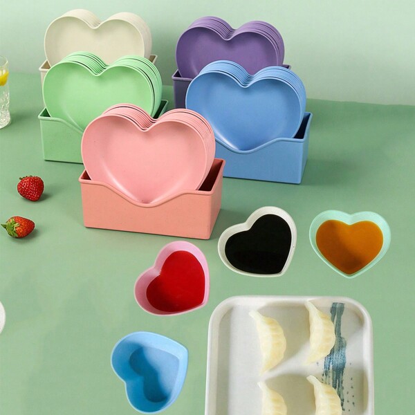 Juego de 4 piezas/8 piezas/11 piezas de platos en forma de corazón para salsas, aperitivos/postres para sushi/ensaladas/aperitivos/pasteles/huesos/hogar/snacks/frutas/semillas/desechos, cocina, regalo de Navidad, útiles escolares