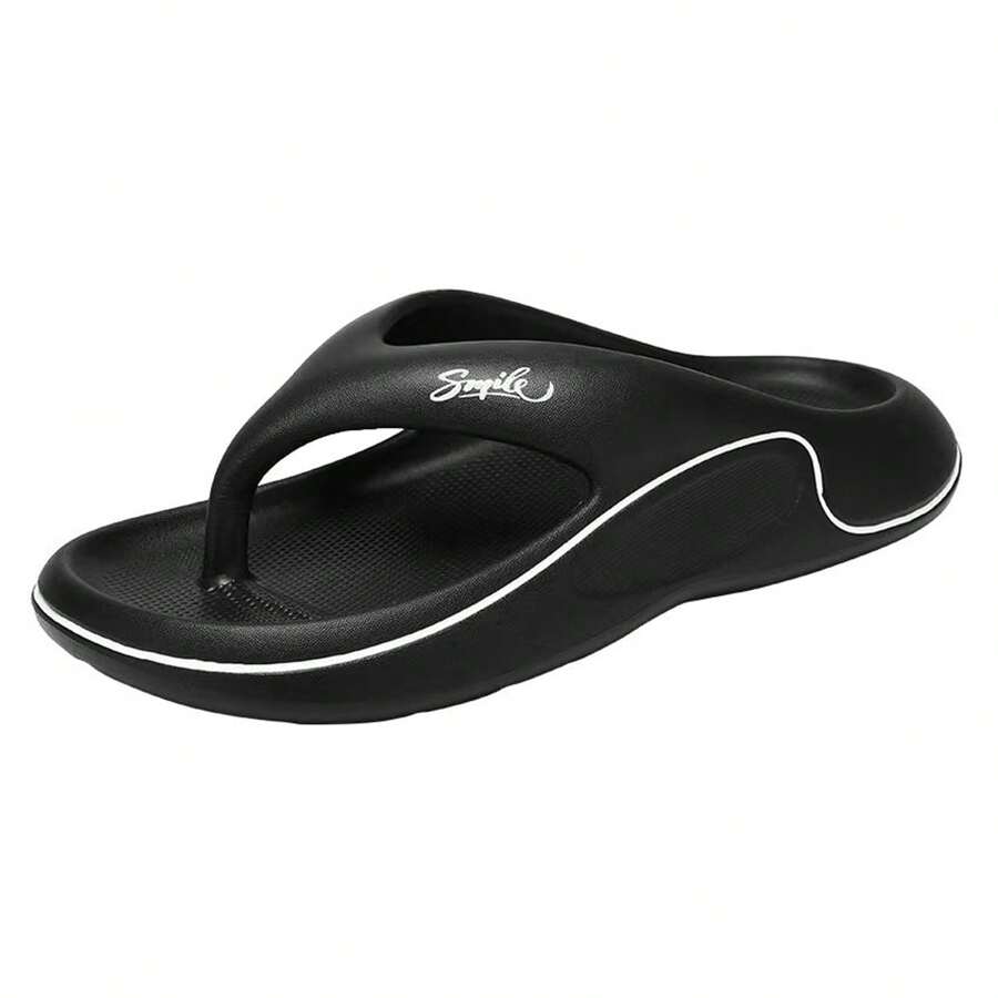 Sandalias de zapatilla para hombre con suela suave de moda, nuevo estilo para el verano 2024, suela gruesa antideslizante para uso interior y exterior - Negro - Ver 1