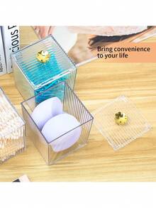 3入組擦拭紙插座、棉花圓座、耳塞、棉花棒盒，帶蓋儲物盒，適用於臥室和浴室，化妝品整理盒，透明 - 無色 - 查看 6