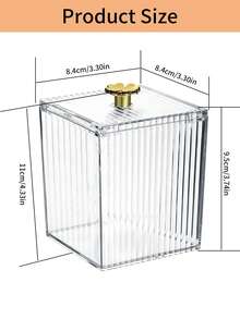 3入組擦拭紙插座、棉花圓座、耳塞、棉花棒盒，帶蓋儲物盒，適用於臥室和浴室，化妝品整理盒，透明 - 無色 - 查看 2