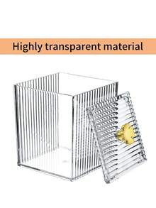 3入組擦拭紙插座、棉花圓座、耳塞、棉花棒盒，帶蓋儲物盒，適用於臥室和浴室，化妝品整理盒，透明 - 無色 - 查看 3