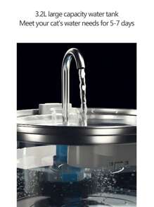 1个3.2升/108盎司/0.85加仑不锈钢大容量宠物饮水器，适用于中小型犬猫，自动饮水，USB供电（不含适配器） - 3.2L - 查看 8