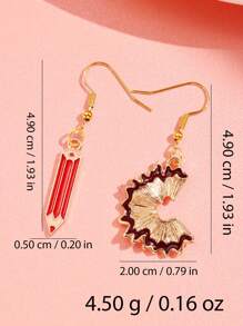 1 đôi Bông tai bất đối xứng bằng bút chì kim loại sáng tạo và dễ thương, lý tưởng cho ngày nhà giáo và quà tặng tốt nghiệp cho phụ nữ - Màu xanh lá cây đậm - Xem 10