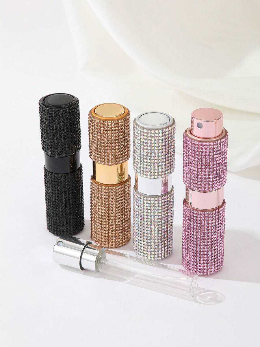 8ml Diamond Style Perfume Refillable Bottle With Press-And-Spray Pump, Portable And Leak-Proof, With Fine Mist Dispenser And Lipstick Style Design, Featuring Rotating And Stretching Nozzle, Durable And High-Quality, Perfect For An Upscale Lifestyle