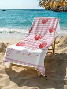 1pc Custom Beach Towel, Custom Name Beach Towel, Peach, Strawberry, Watermelon Beach Towel, 70*140cm, 80*130cm, Perfect For Outdoor Beach Travel Swimming Gym Yoga, Beach Accessories, Perfect For Men & Women, Anniversary Gift, Birthday Gift, Mother's Day Gift, Father's Day Gift, Best Friend Gift, Gift For Girlfriend/Boyfriend