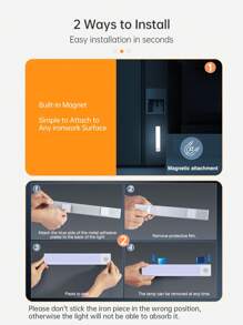 1 Pack Wireless LED Motion Sensor Rechargeable Magnetic Under Cabinet Lights, 2 Mode Aluminium Closet Strip Lights Indoor, Wall Lights, Silvery, Warm Light 3500K