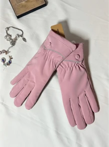 Women Full Finger Gloves - 粉色 - 查看 2